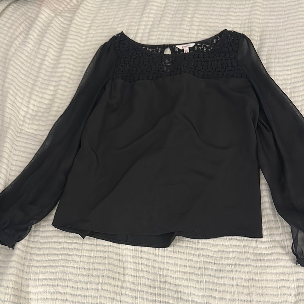 Candie's Black Long Sleeve Boxy Blouse